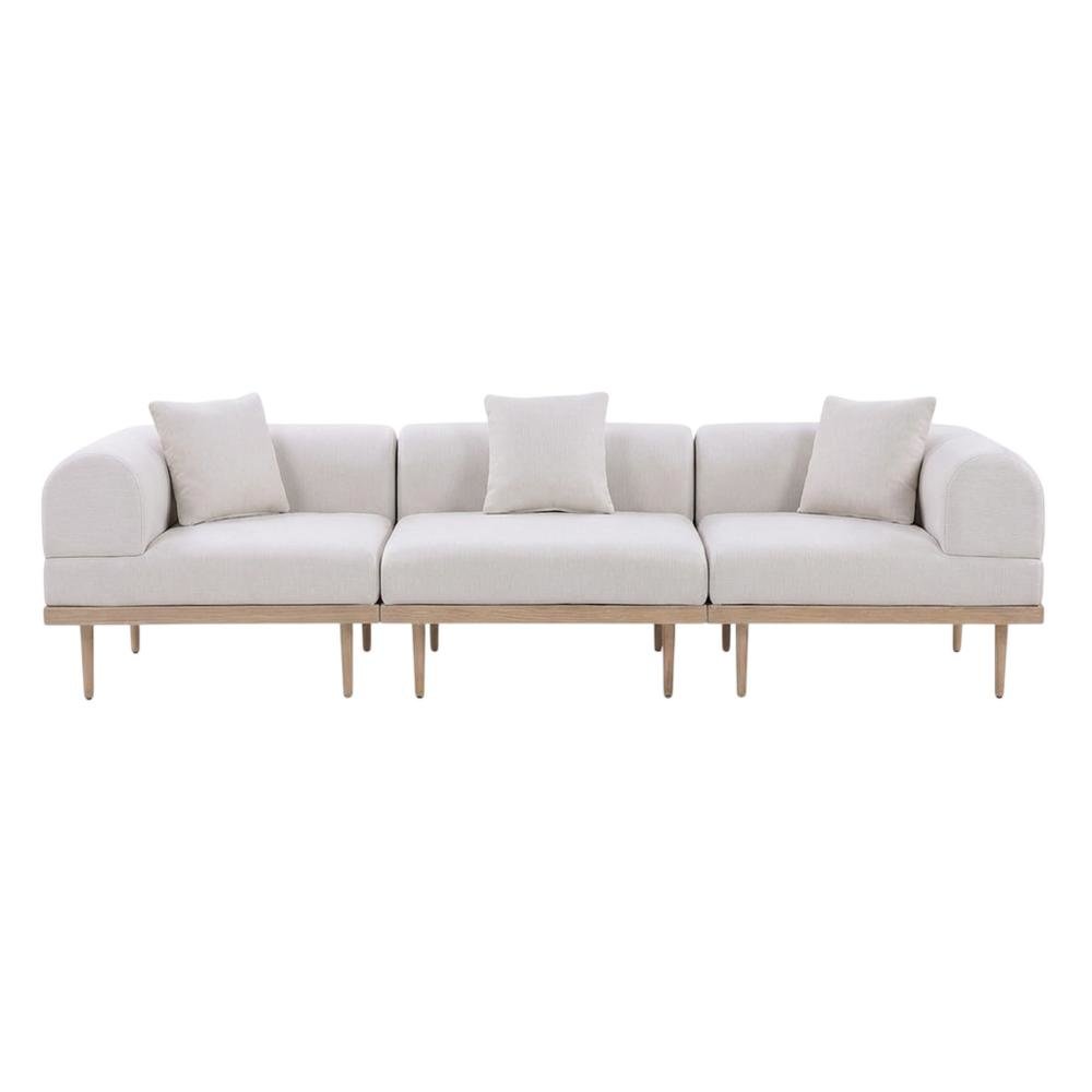 Beige Fabric Outdoor Modular Sectional, Cushioned Seats, Contemporary Style. Picture 4