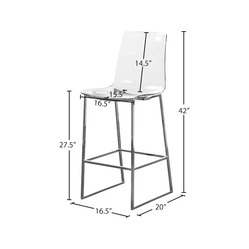 Lumen Chrome Metal/Lucite Polycarbonate Stool. Picture 4