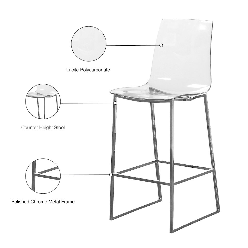 Lumen Chrome Metal/Lucite Polycarbonate Stool. Picture 5