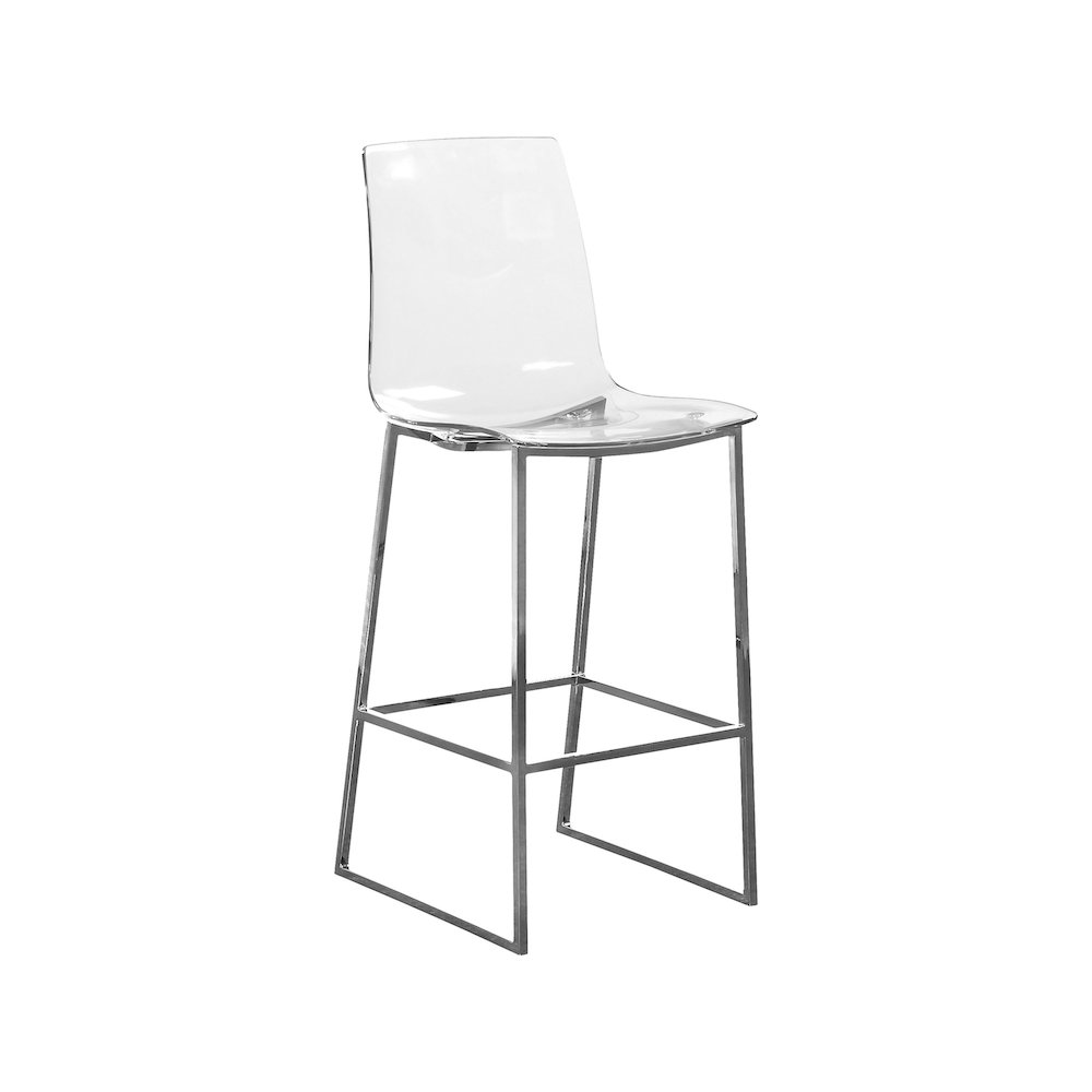 Lumen Chrome Metal/Lucite Polycarbonate Stool. Picture 1