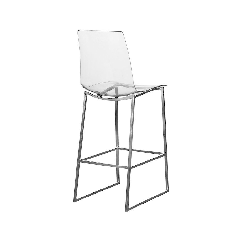 Lumen Chrome Metal/Lucite Polycarbonate Stool. Picture 2
