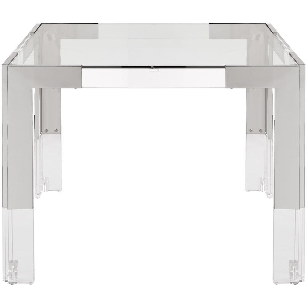 Casper 38" Chrome Glass Top, Acrylic And Steel Base Dining / Game Table. Picture 2