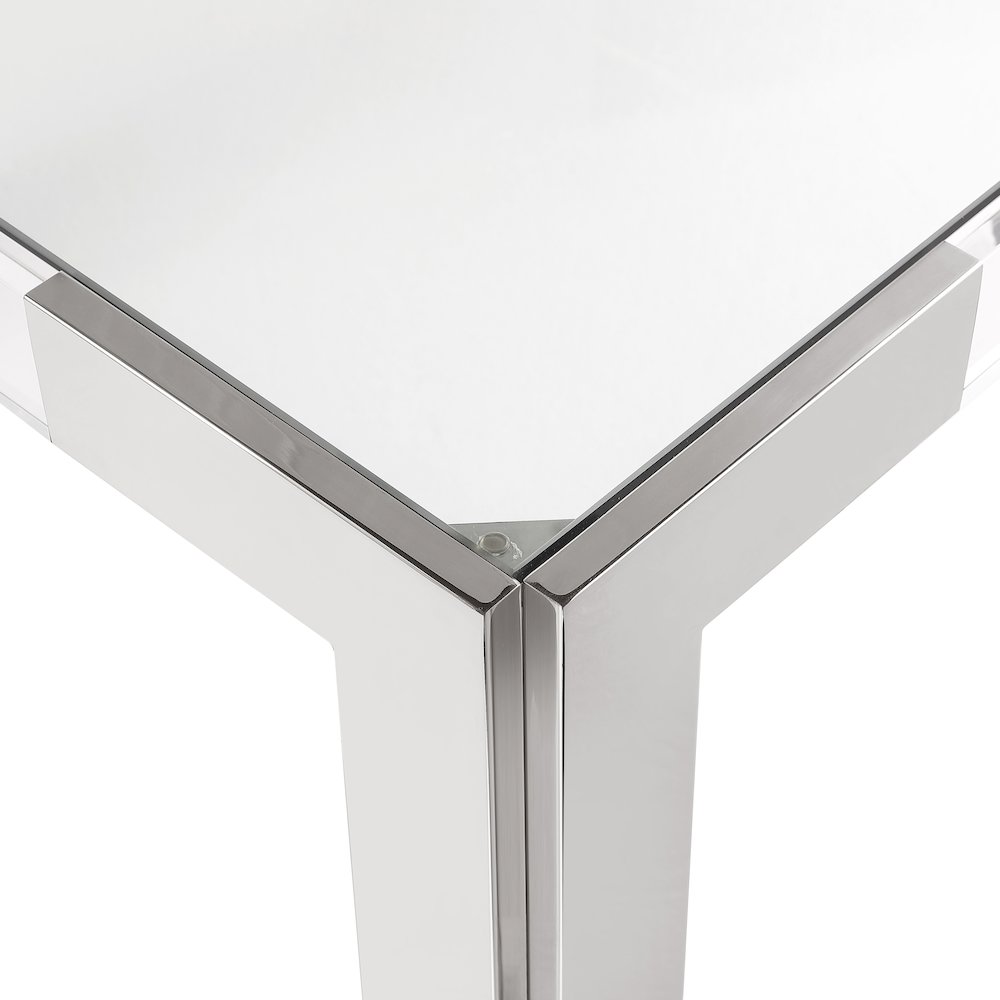 Casper 38" Chrome Glass Top, Acrylic And Steel Base Dining / Game Table. Picture 3