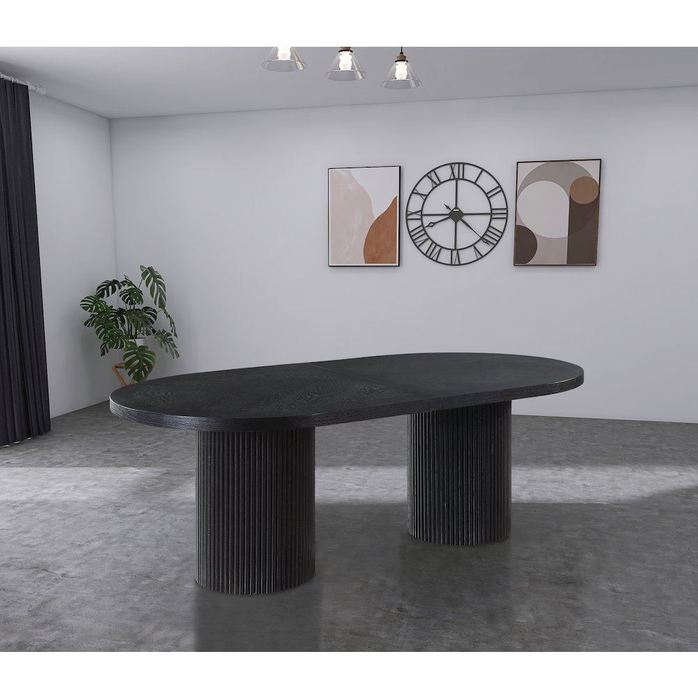 Belinda Black Oak Veneer Dining Table. Picture 2