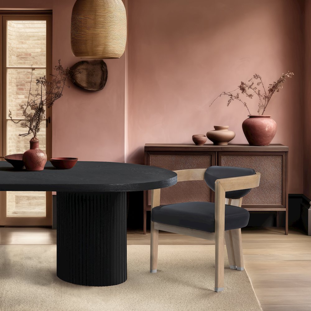 Belinda Black Oak Veneer Dining Table. Picture 3