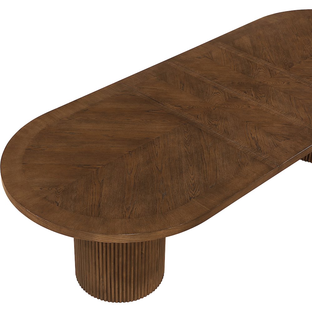 Belinda 90" / 106.5" / 123" Brown Oak Wood Dining Table. Picture 13