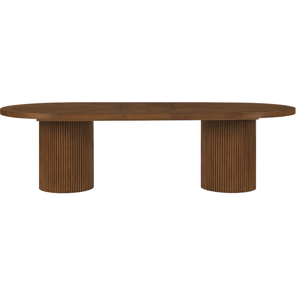 Belinda 90" / 106.5" / 123" Brown Oak Wood Dining Table. Picture 8