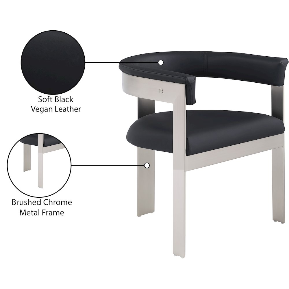 Romeo Black Vegan Leather Dining Chair, Set of 2. Picture 8