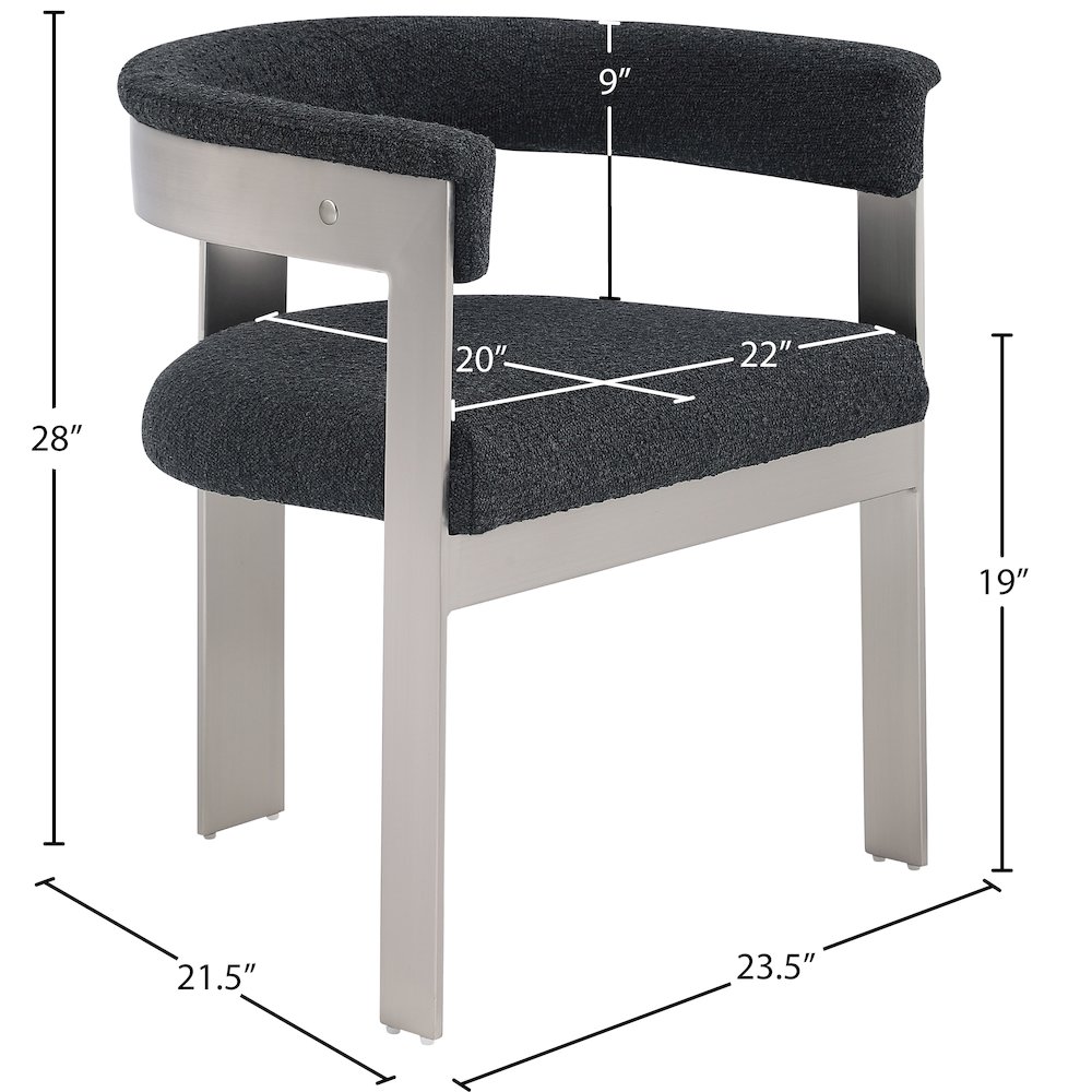 Romeo Black Boucle Fabric Dining Chair, Set of 2. Picture 7