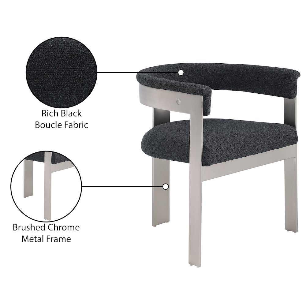 Romeo Black Boucle Fabric Dining Chair, Set of 2. Picture 8