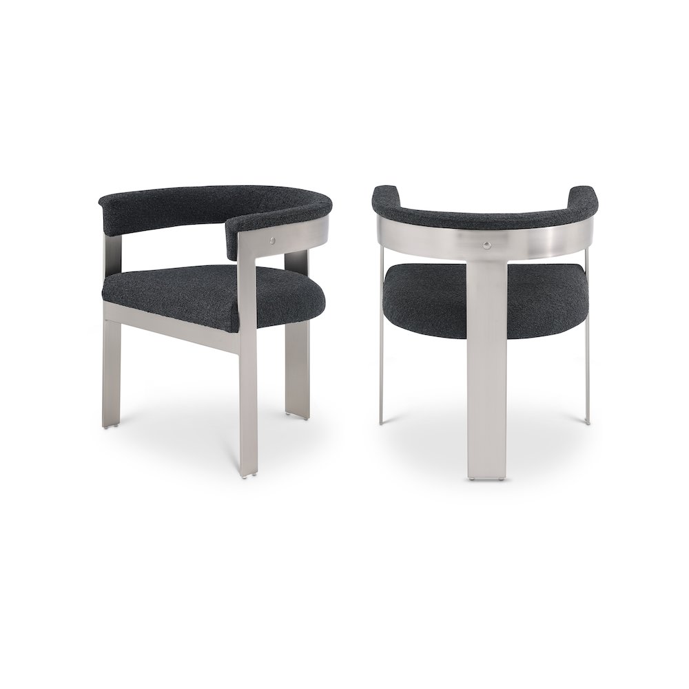 Romeo Black Boucle Fabric Dining Chair, Set of 2. Picture 1