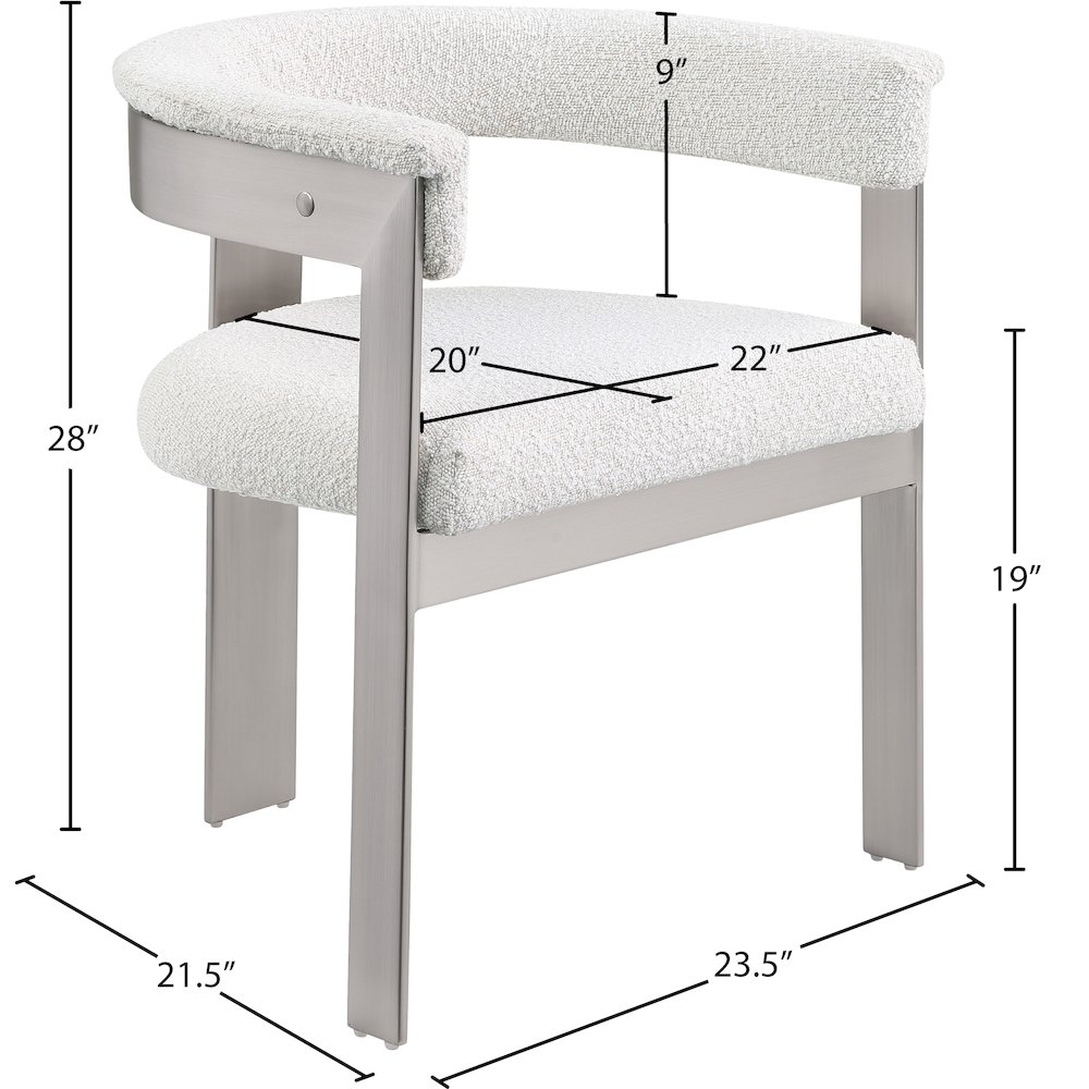 Romeo Cream Boucle Fabric Dining Chair, Set of 2. Picture 7