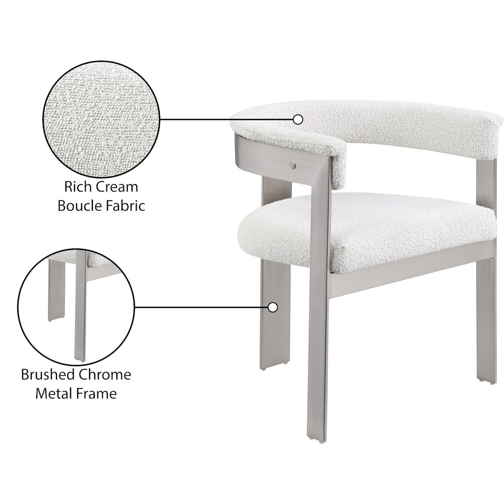 Romeo Cream Boucle Fabric Dining Chair, Set of 2. Picture 8