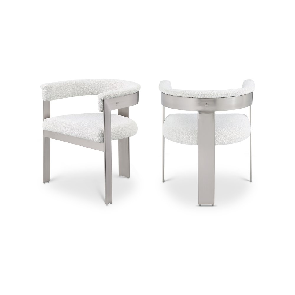 Romeo Cream Boucle Fabric Dining Chair, Set of 2. Picture 1