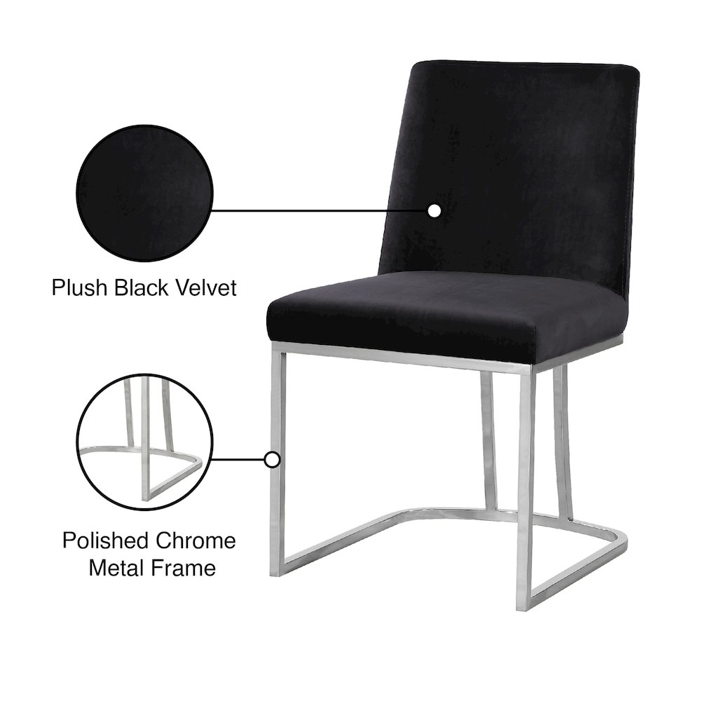 Heidi Black Velvet Dining Chair, Set of 2. Picture 5