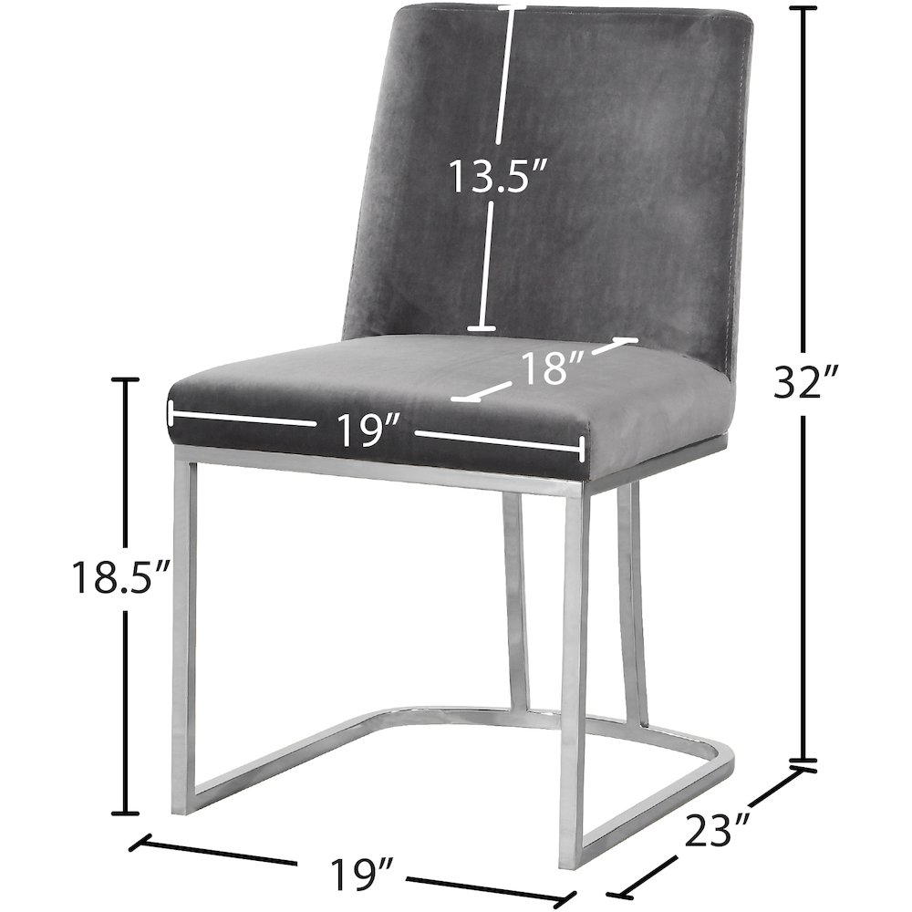 Heidi Grey Velvet Dining Chair, Set of 2. Picture 4