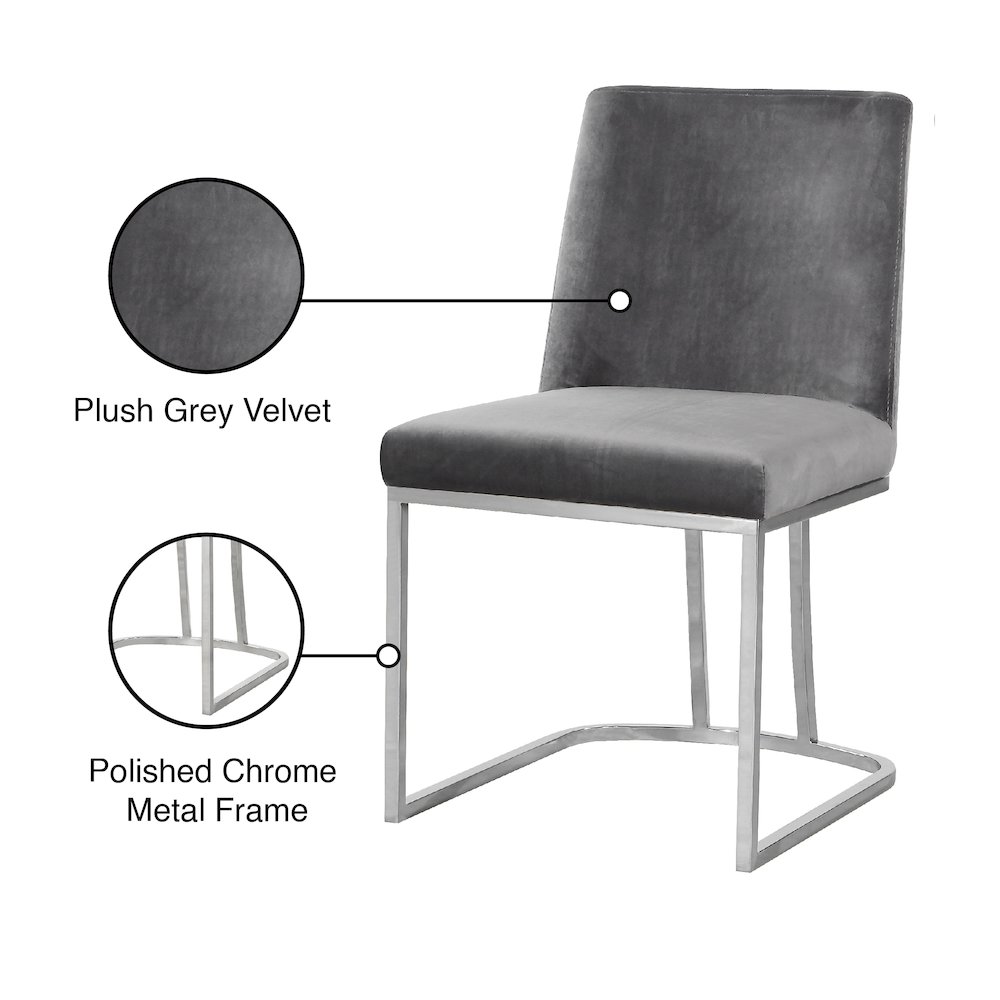 Heidi Grey Velvet Dining Chair, Set of 2. Picture 5