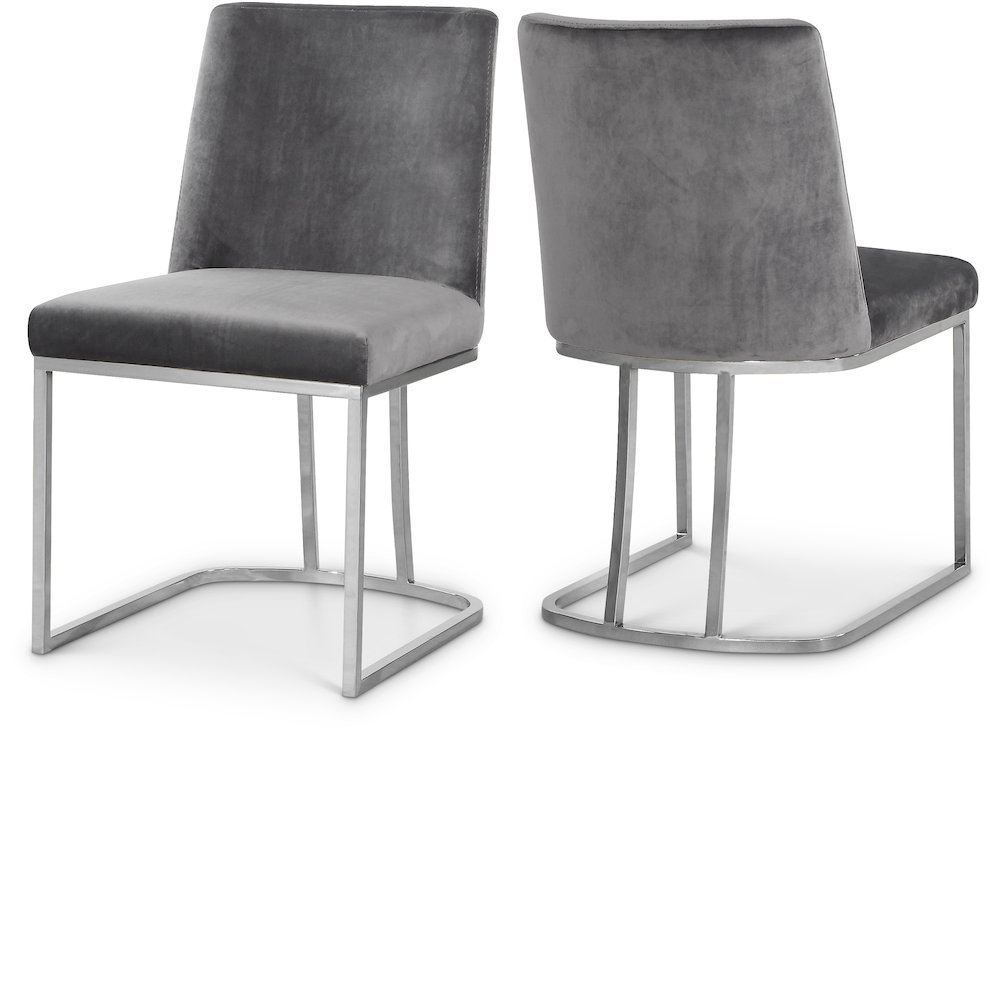Heidi Grey Velvet Dining Chair, Set of 2. Picture 1