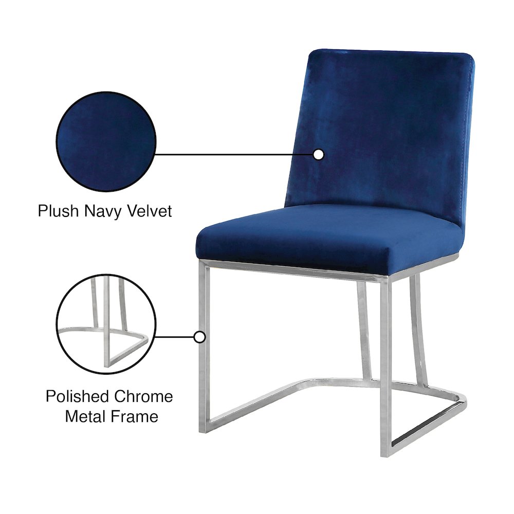 Heidi Navy Velvet Dining Chair, Set of 2. Picture 5