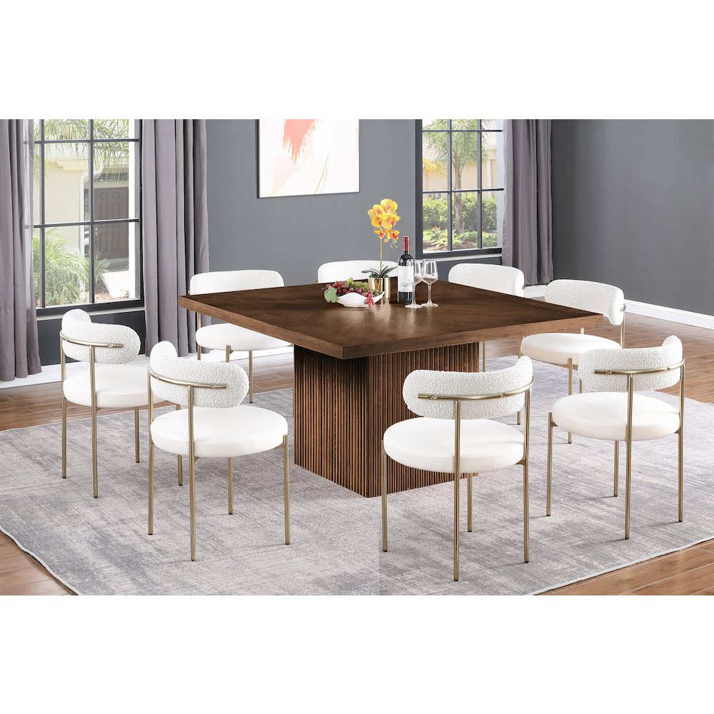 Belinda 54" Brown Beech Wood And Oak Veneer Dining Table. Picture 7