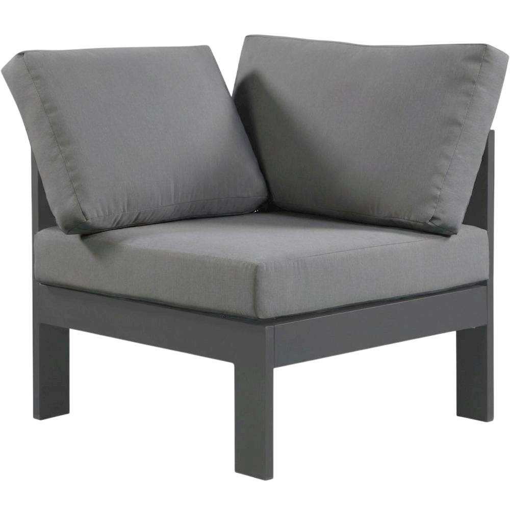 Gray Fabric Outdoor Corner Chair With Aluminum Frame And Contemporary Style. Picture 1