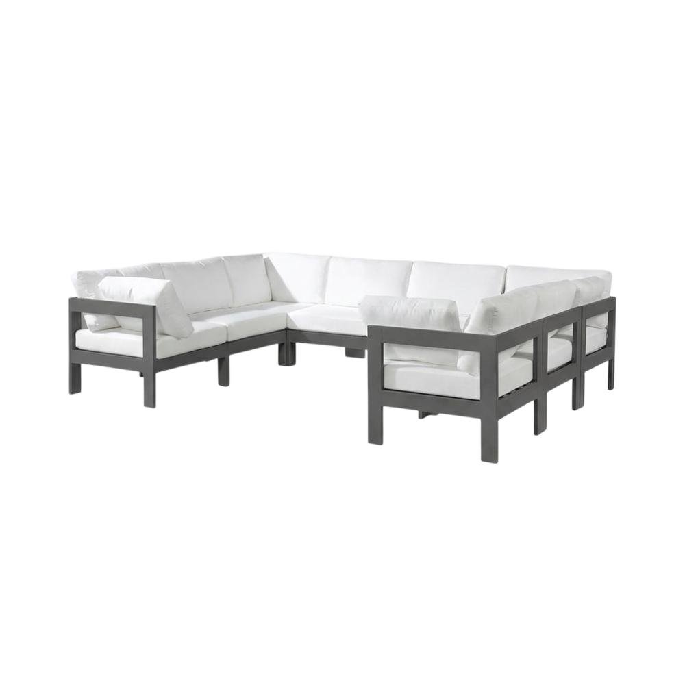 White Fabric Outdoor Patio Modular Sectional For Contemporary Garden Lounge. Picture 1