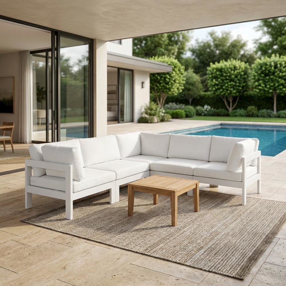 White Fabric Outdoor Patio Modular Sectional For Contemporary Style. Picture 3