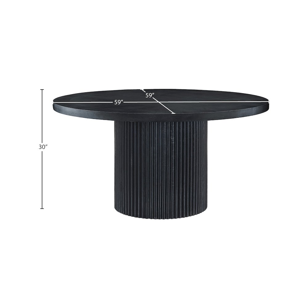 Belinda 60" Black Solid Wood and Oak Veneer Dining Table. Picture 5