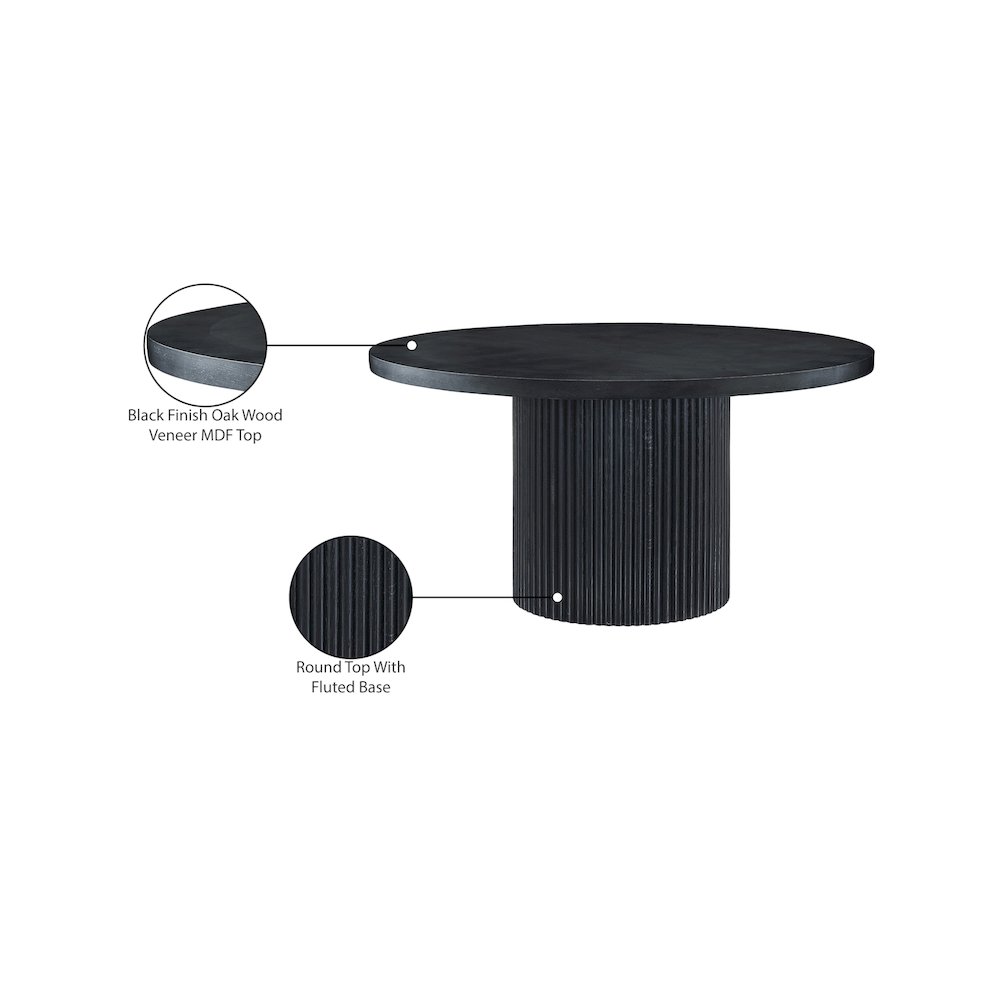 Belinda 60" Black Solid Wood and Oak Veneer Dining Table. Picture 6