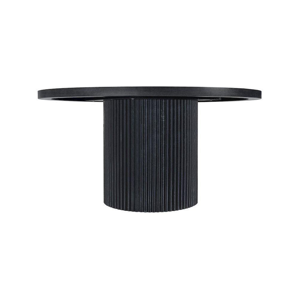 Belinda 60" Black Solid Wood and Oak Veneer Dining Table. Picture 2