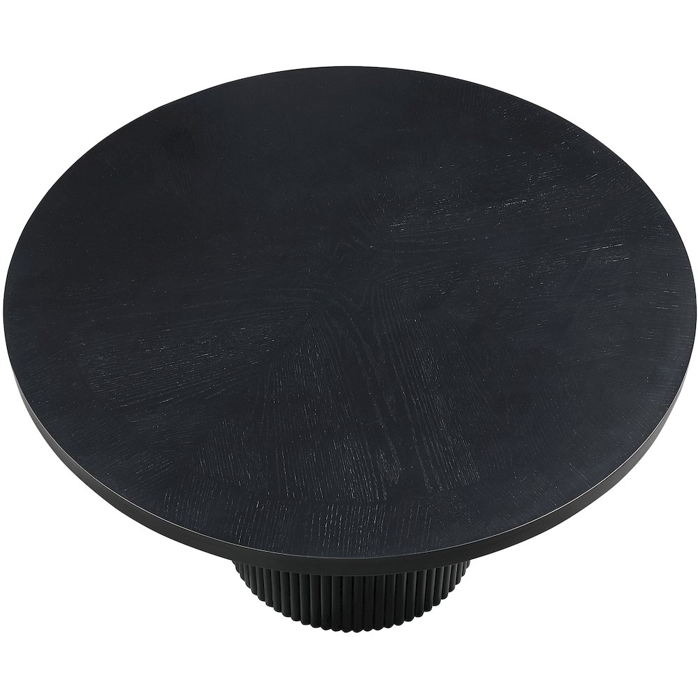 Belinda 60" Black Solid Wood and Oak Veneer Dining Table. Picture 3