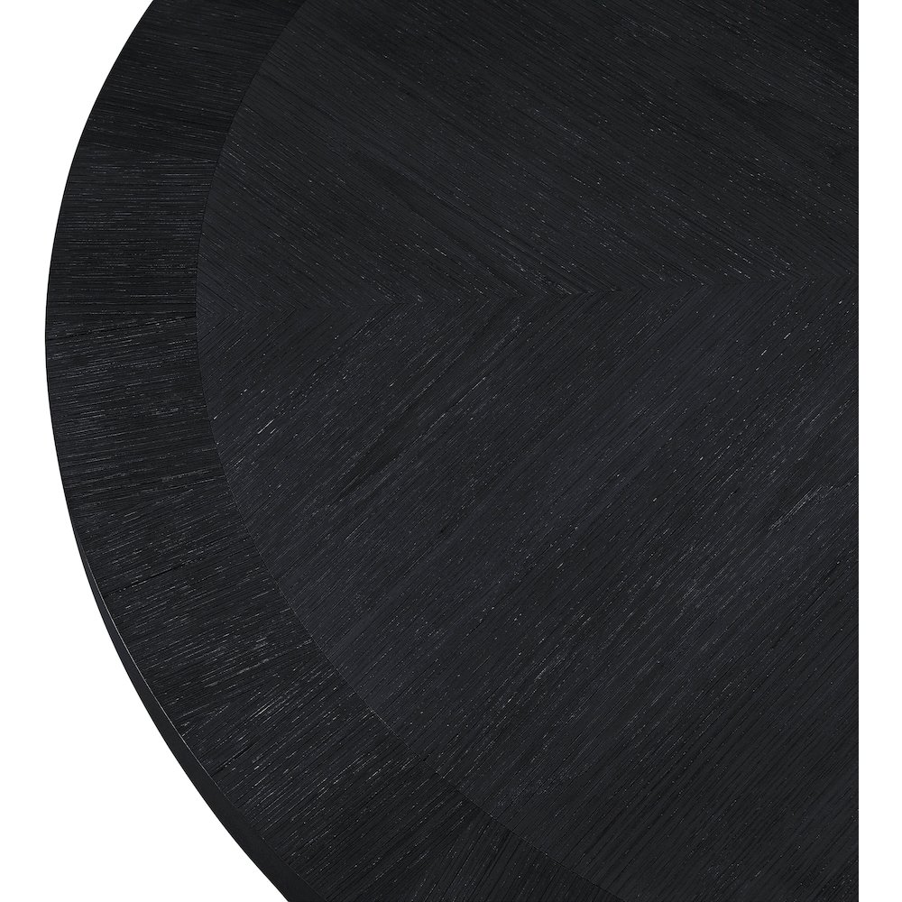 Belinda 60" Black Solid Wood and Oak Veneer Dining Table. Picture 4