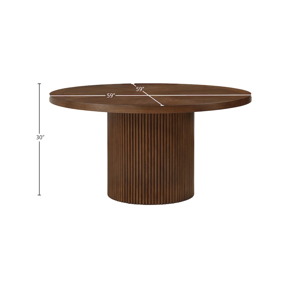 Belinda 60" Brown Solid Wood and Oak Veneer Dining Table. Picture 5