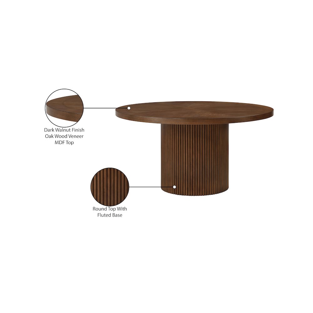 Belinda 60" Brown Solid Wood and Oak Veneer Dining Table. Picture 6