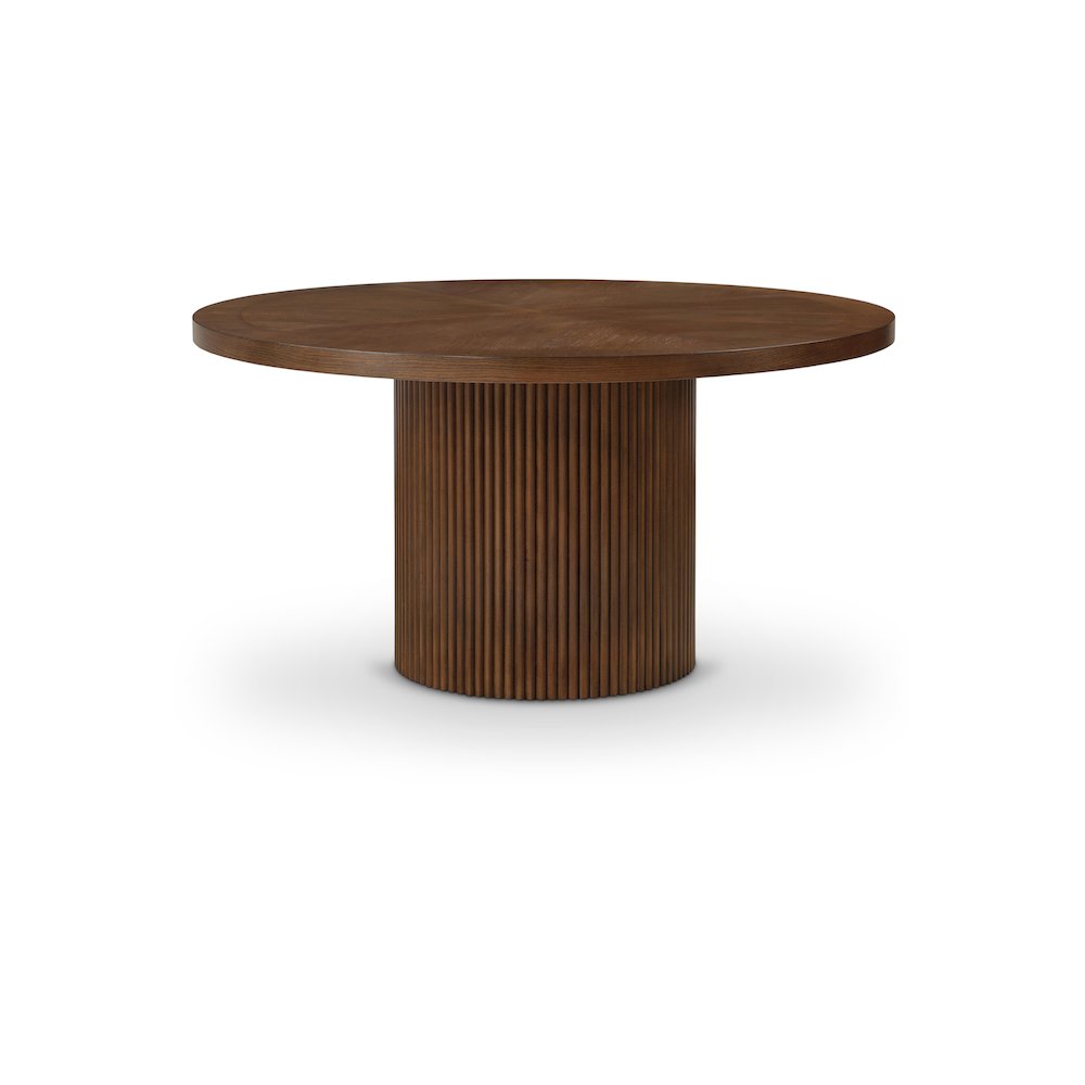 Belinda 60" Brown Solid Wood and Oak Veneer Dining Table. Picture 1