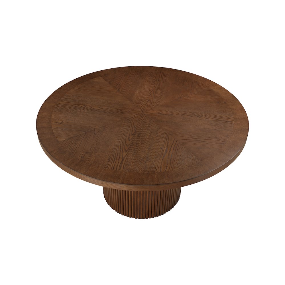 Belinda 60" Brown Solid Wood and Oak Veneer Dining Table. Picture 3