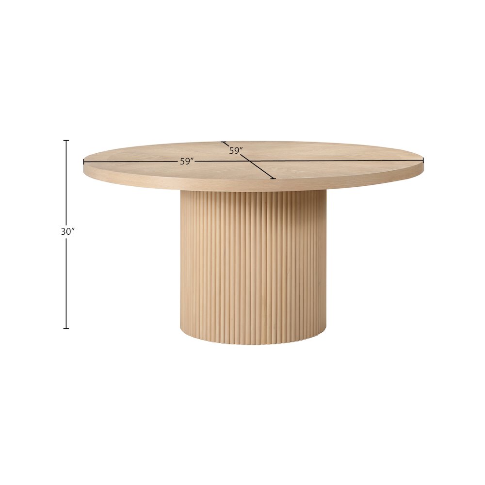 Belinda 60" Natural Solid Wood and Oak Veneer Dining Table. Picture 5