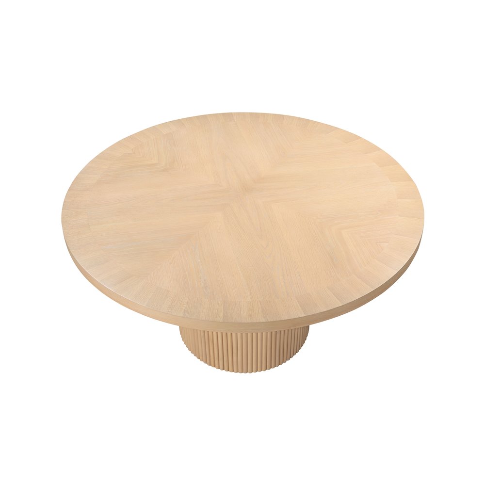 Belinda 60" Natural Solid Wood and Oak Veneer Dining Table. Picture 3