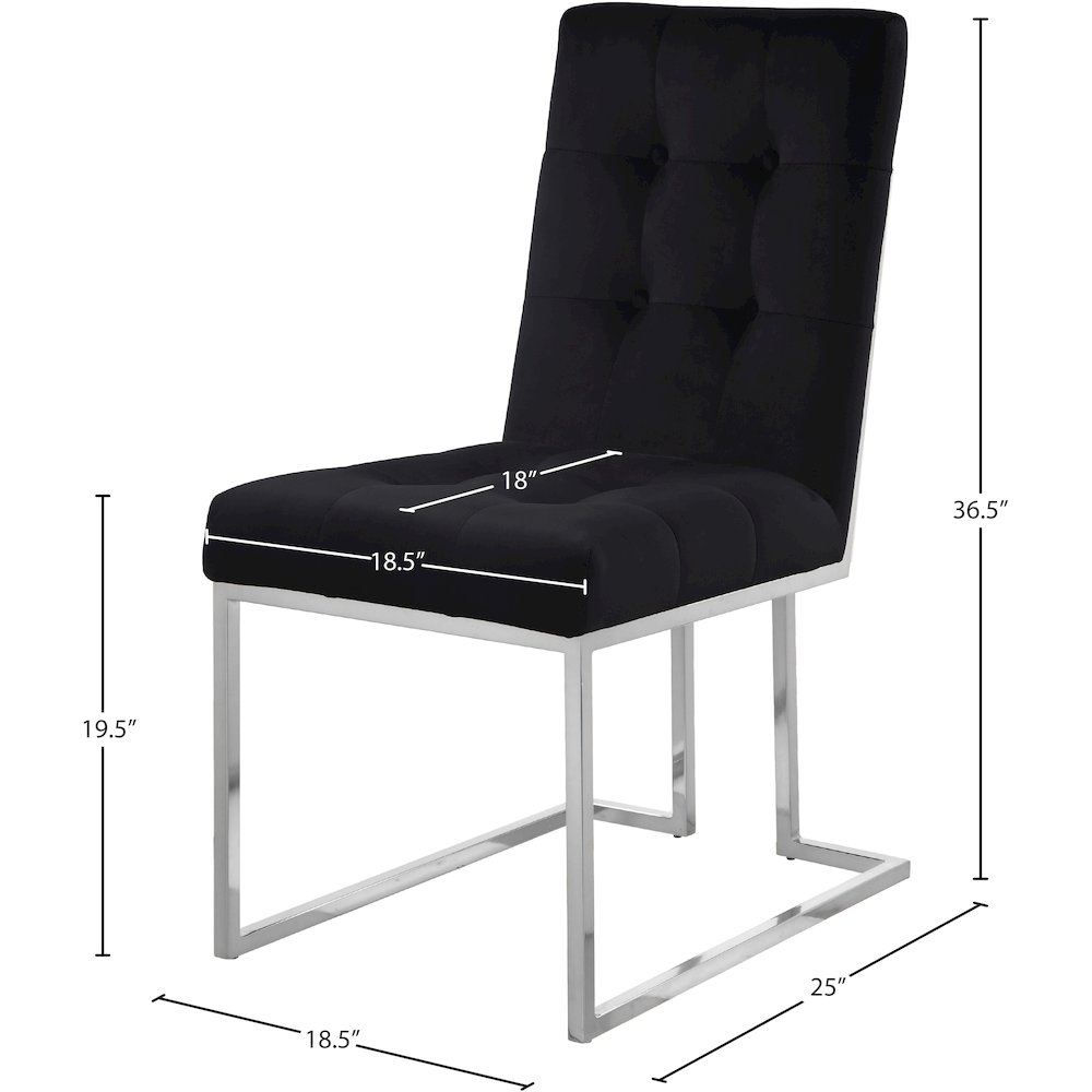 Alexis Black Velvet Dining Chair, Set of 2. Picture 4
