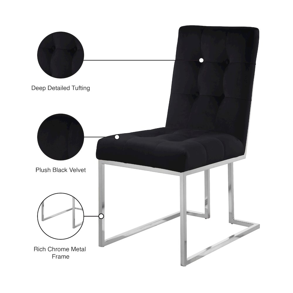 Alexis Black Velvet Dining Chair, Set of 2. Picture 5