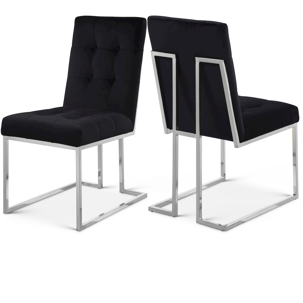 Alexis Black Velvet Dining Chair, Set of 2. Picture 1