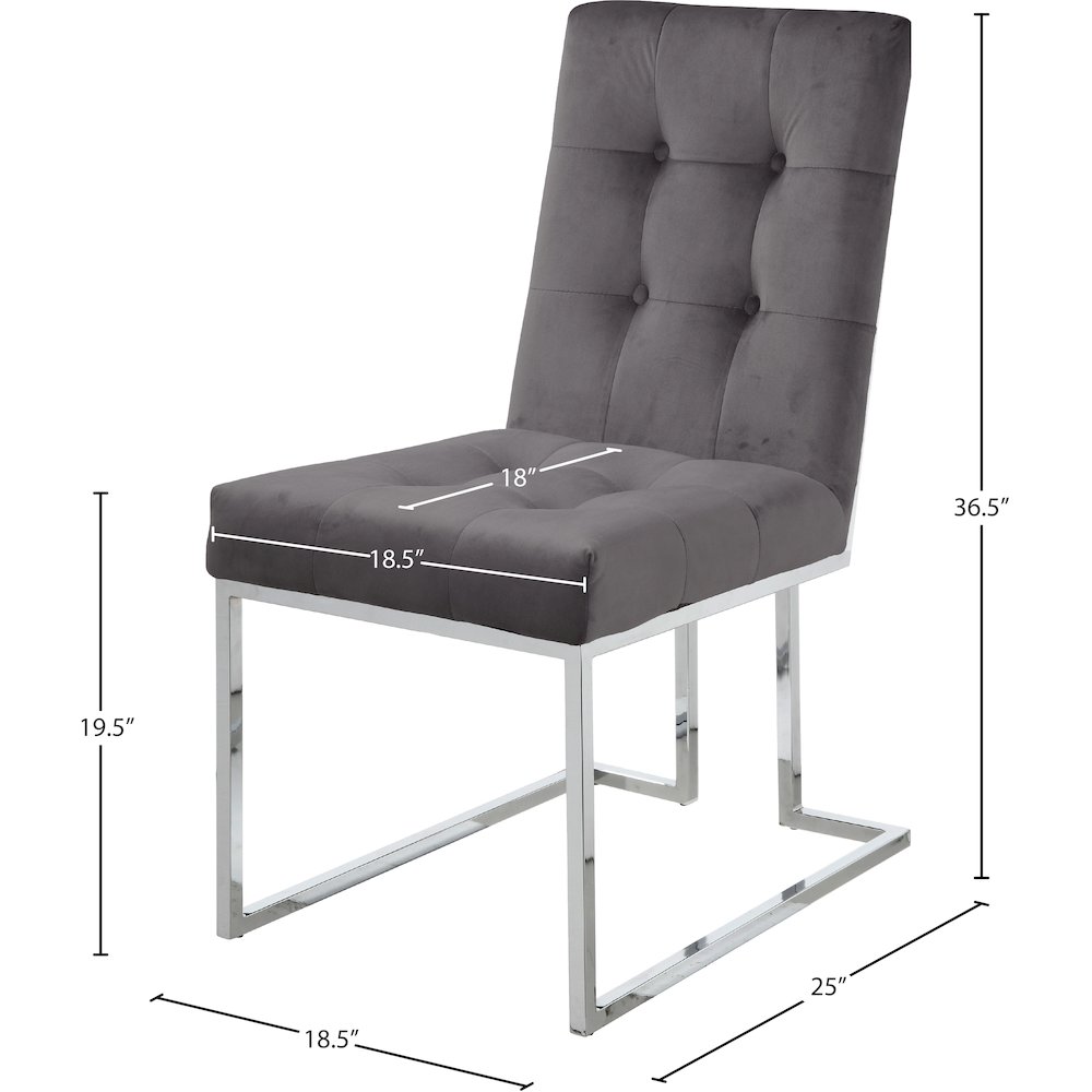 Alexis Grey Velvet Dining Chair, Set of 2. Picture 4