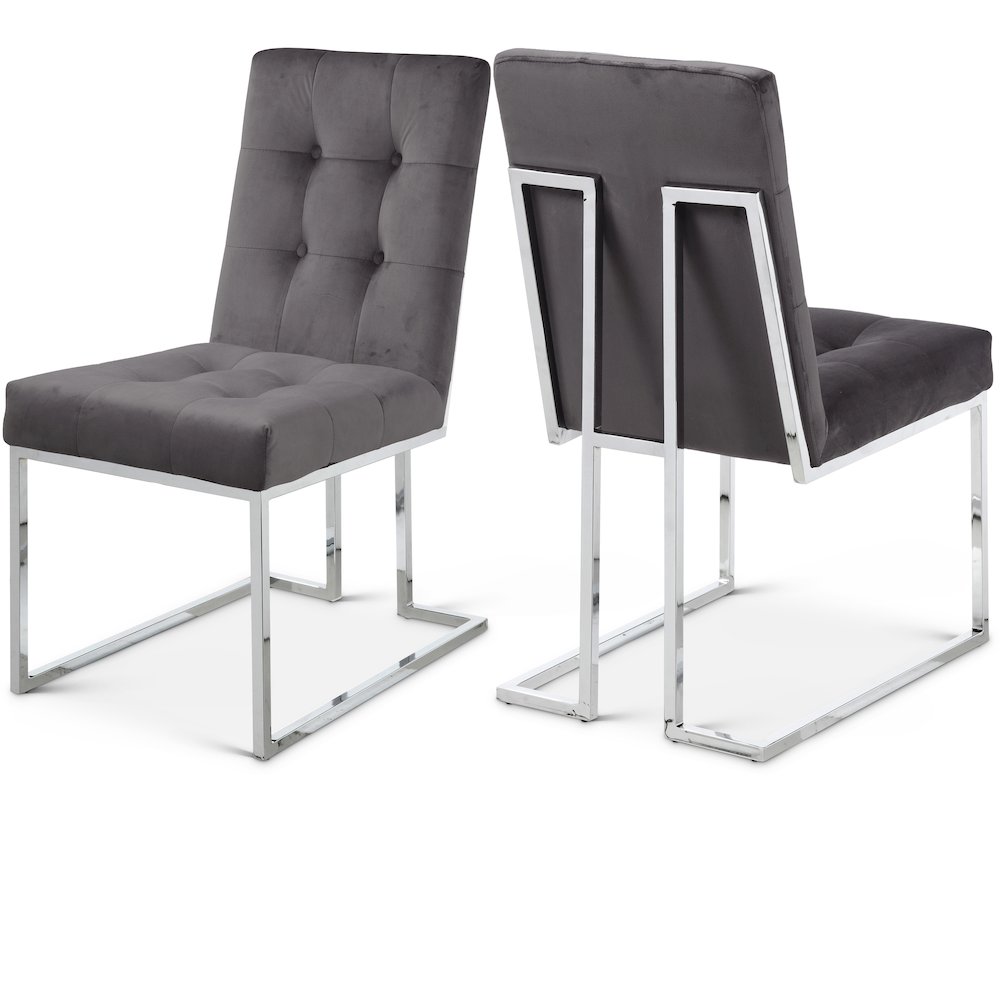 Alexis Grey Velvet Dining Chair, Set of 2. Picture 1
