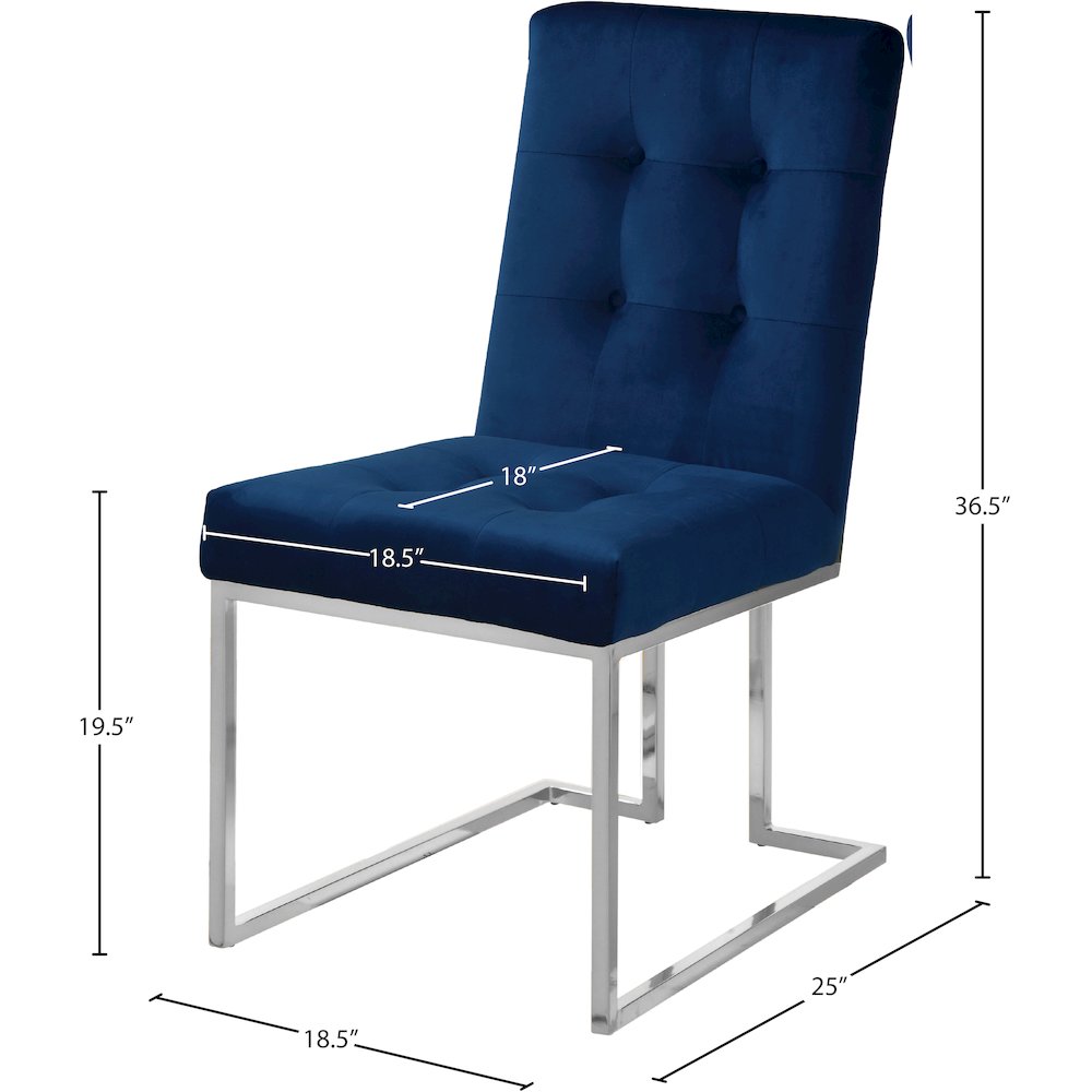 Alexis Navy Velvet Dining Chair, Set of 2. Picture 4