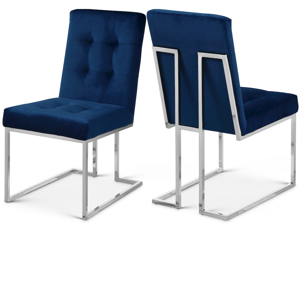 Alexis Navy Velvet Dining Chair, Set of 2. Picture 1