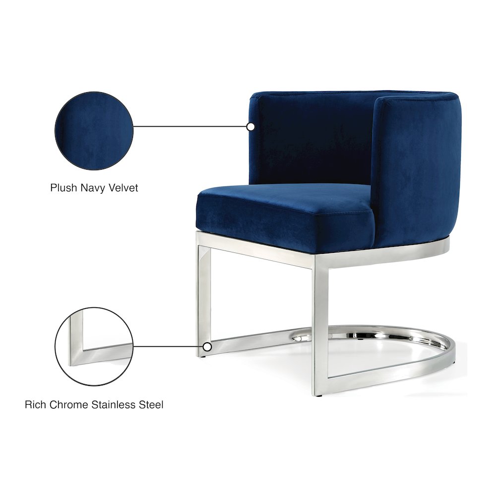 Gianna Navy Velvet Dining Chair. Picture 5