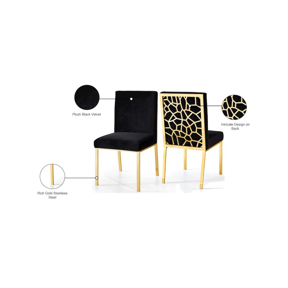 Opal Black Velvet Dining Chair, Set of 2. Picture 5