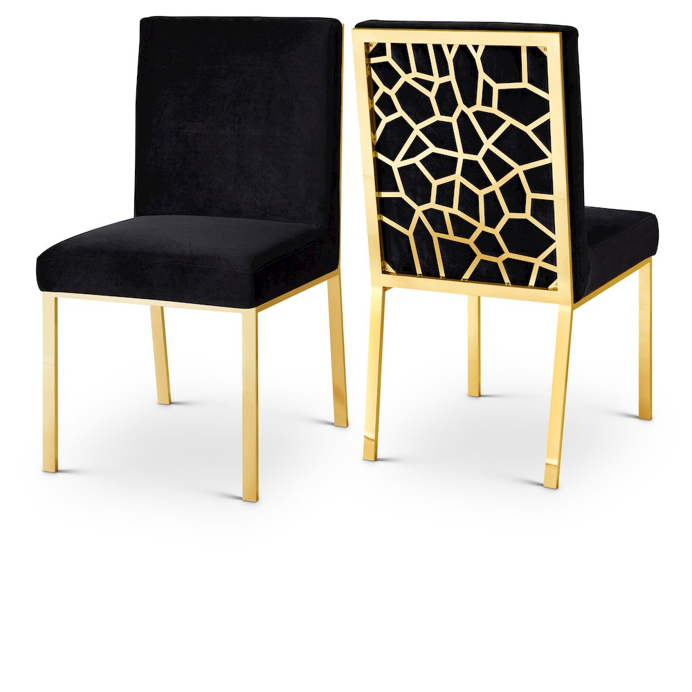 Opal Black Velvet Dining Chair, Set of 2. Picture 1