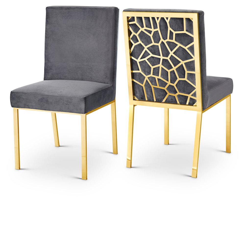 Opal Grey Velvet Dining Chair, Set of 2. Picture 1