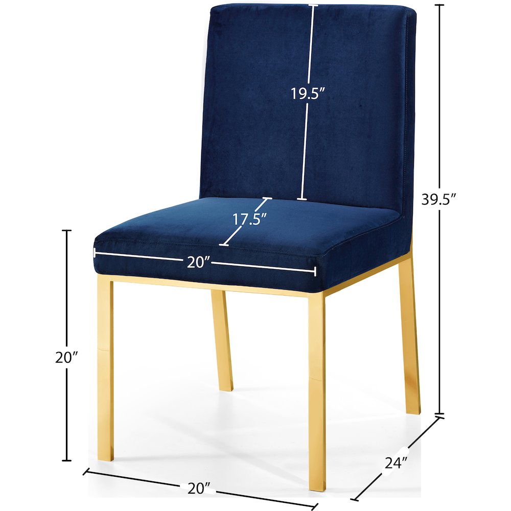 Opal Navy Velvet Dining Chair, Set of 2. Picture 4